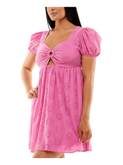 SPEECHLESS Womens Pocketed Short Sleeve Sweetheart Neckline Short Party Fit + Flare Dress