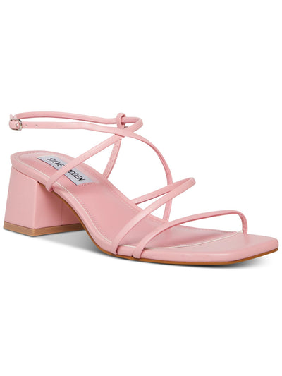 STEVE MADDEN Womens Pink Strappy Padded Rianna Square Toe Block Heel Buckle Slingback Sandal 7 M