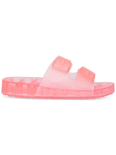 MADDEN GIRL Womens Pink Buckle Straps Comfort Adjustable Teddy Round Toe Platform Slip On Jelly 6 M