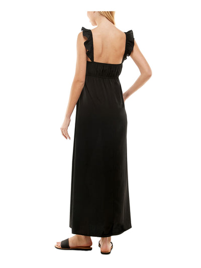 KINGSTON GREY Womens Ruffled Sleeveless V Neck Maxi Empire Waist Dress