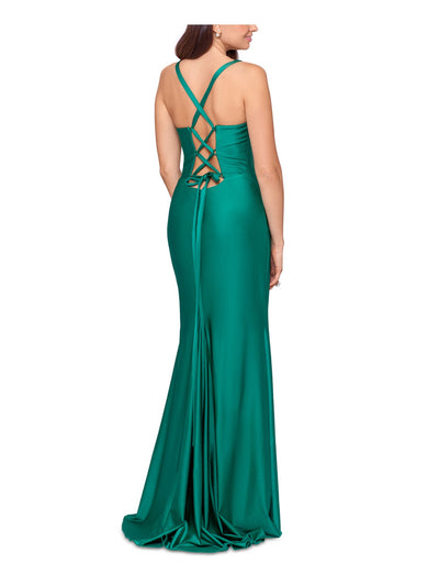 XSCAPE Womens Zippered Sleeveless Scoop Neck Full-Length Formal Gown Dress