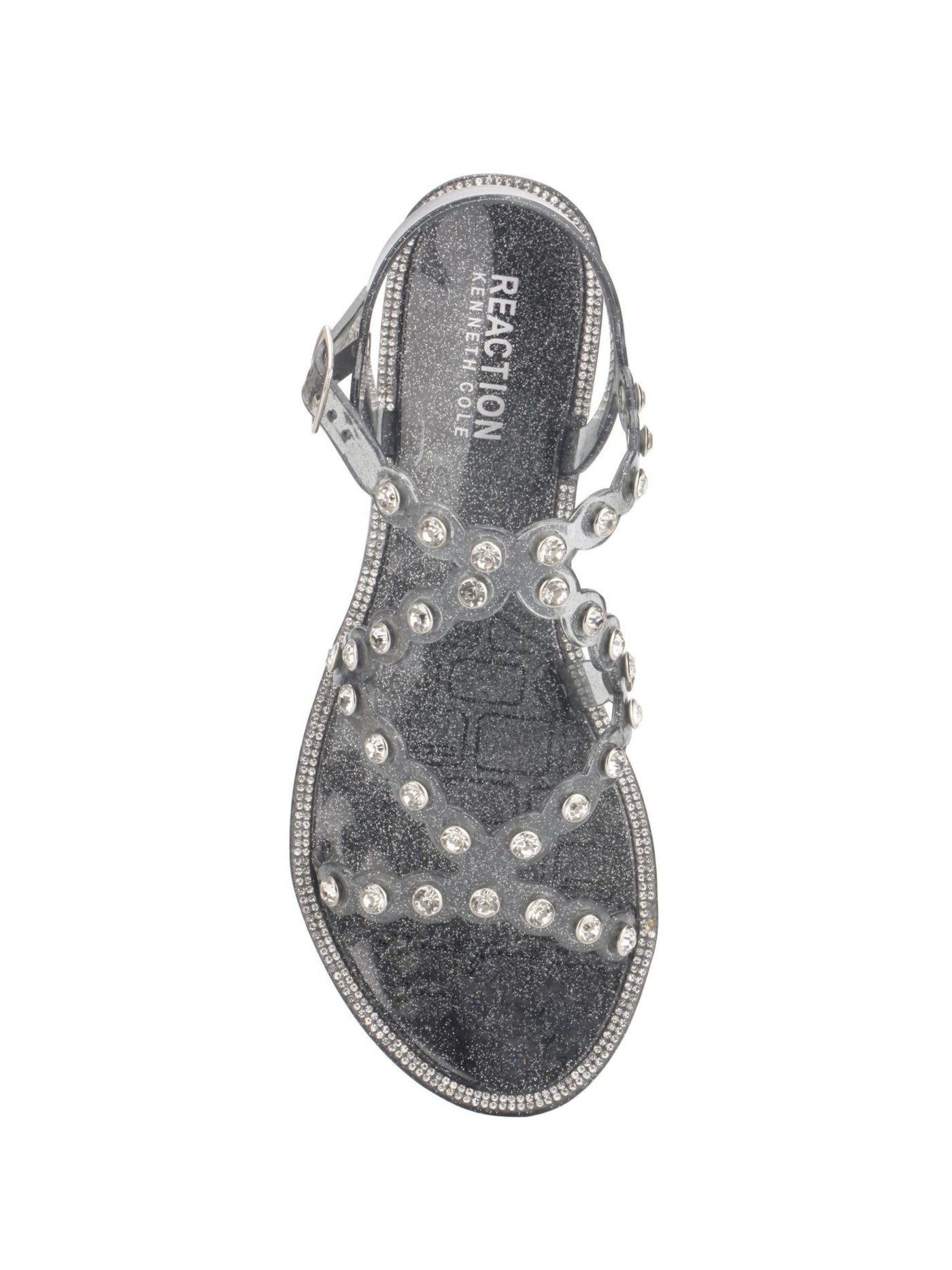 REACTION KENNETH COLE Womens Gray Jelly Embellished Strappy Dahlia Round Toe Buckle Slingback Sandal 10 M