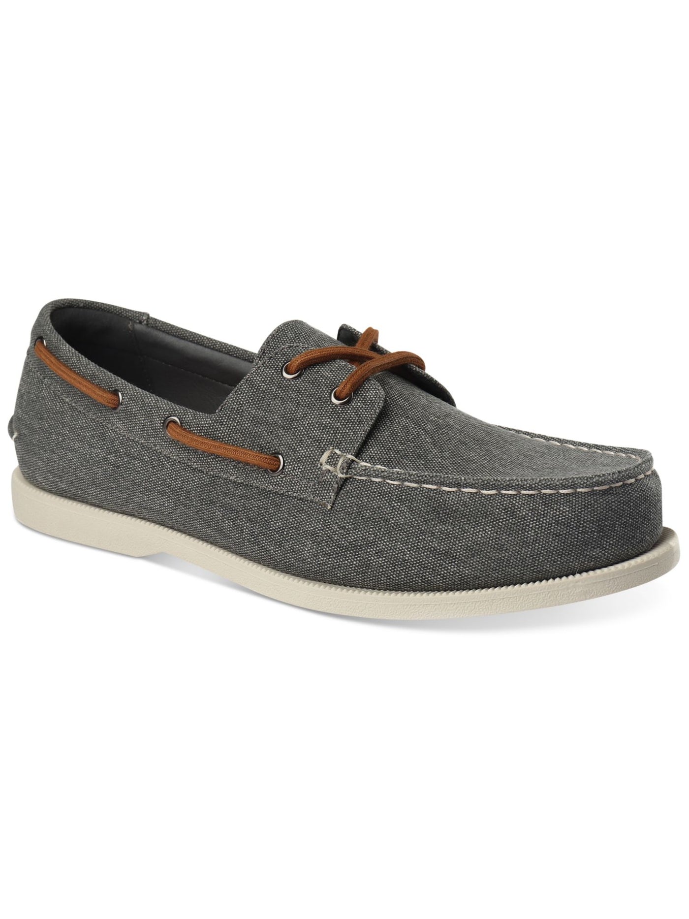 CLUBROOM Mens Gray Heather Slip Resistant Padded Eyelet Elliot Round Toe Lace-Up Boat Shoes 10 M