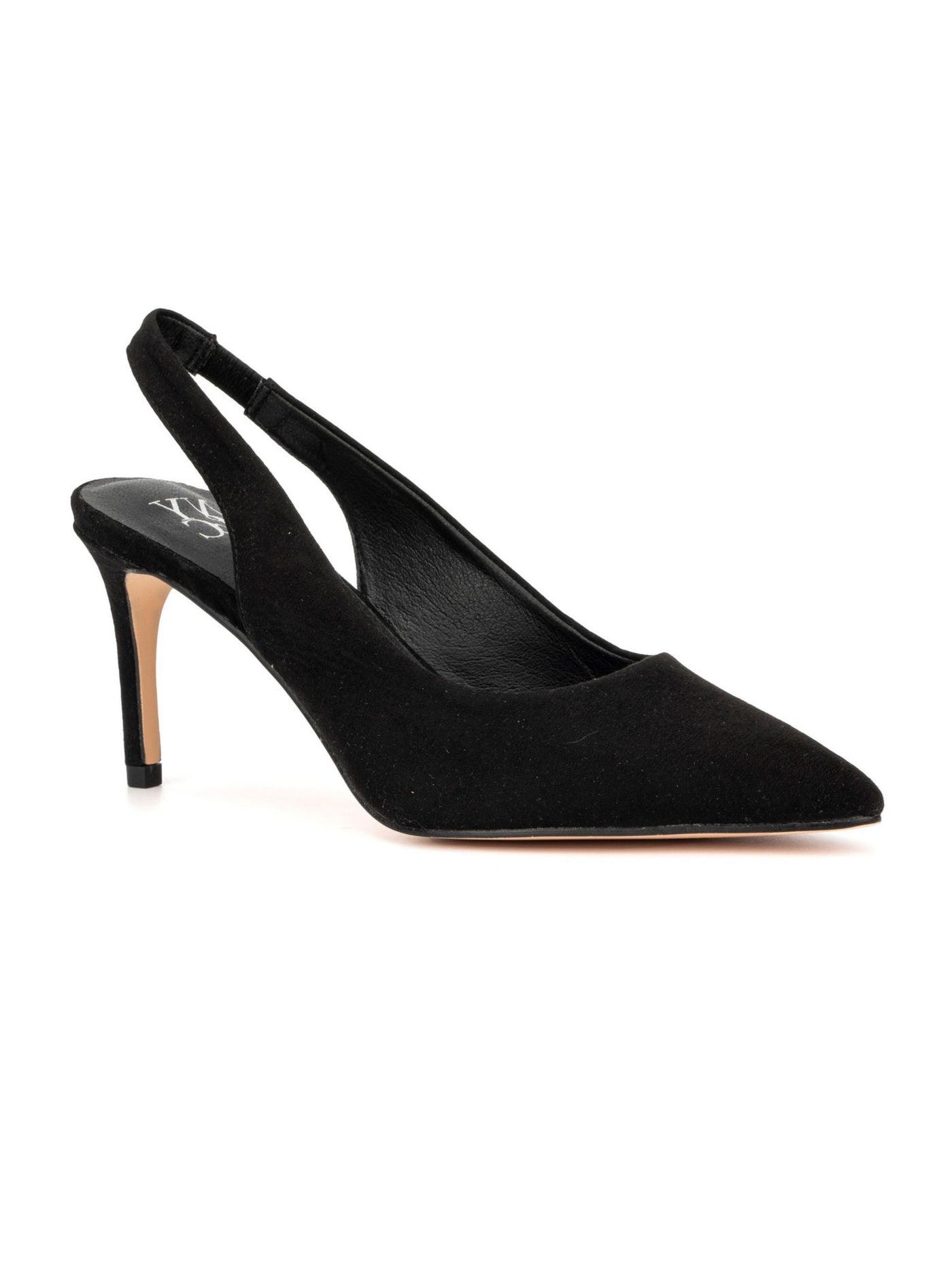 NEW YORK & CO Womens Black Goring Padded Steph Pointed Toe Stiletto Slip On Slingback 9