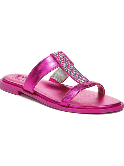 NATURALIZER Womens Pink Rhinestone Non-Slip Farica Round Toe Slip On Leather Slide Sandals Shoes 7.5 M