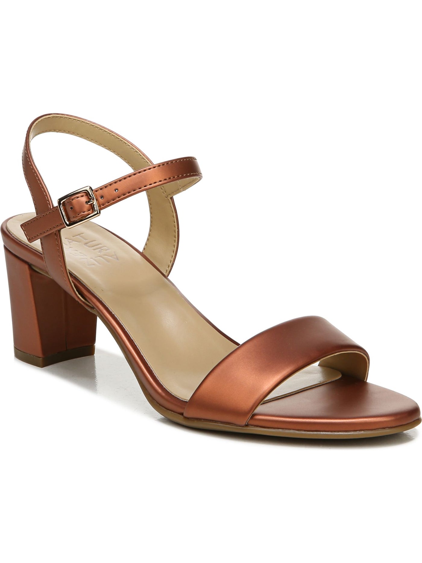 NATURALIZER Womens Brown Padded Goring Bristol Almond Toe Block Heel Buckle Heeled Sandal 6.5 W