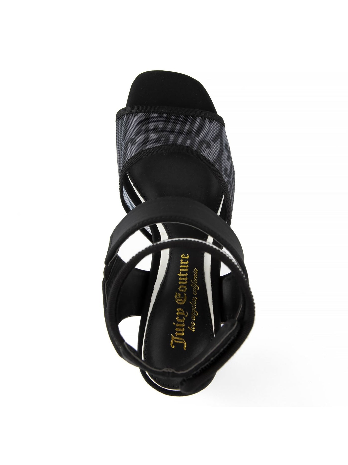 JUICY COUTURE Womens Black Mixed Media Logo Hardware On Heel Ankle Strap Cushioned Graciela Square Toe Block Heel Heeled Sandal 7.5 M