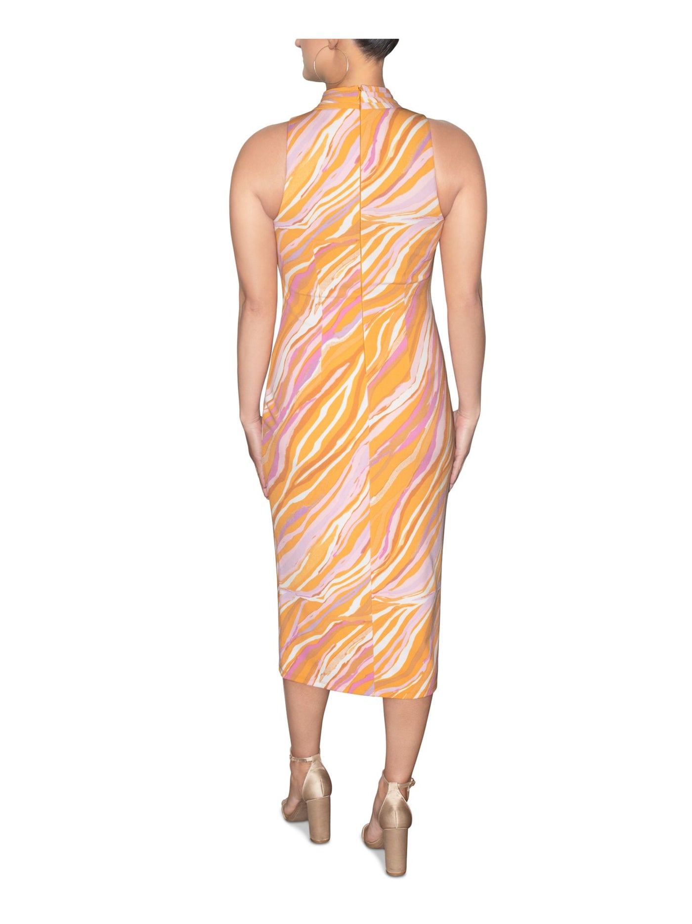 RACHEL RACHEL ROY Womens Zippered Sleeveless Mock Neck Midi Evening Sheath Dress