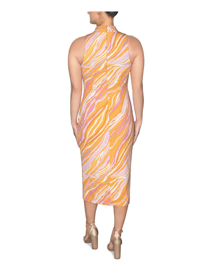 RACHEL RACHEL ROY Womens Zippered Sleeveless Mock Neck Midi Evening Sheath Dress