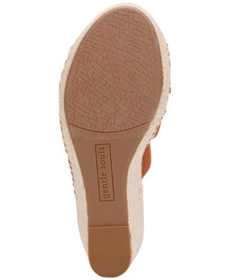 GENTLE SOULS KENNETH COLE Womens Brown Mixed Media 1" Platform Elastic Bands Cushioned Arch Support Slip Resistant Charli Round Toe Wedge Zip-Up Espadrille Shoes M