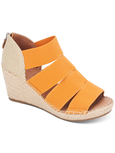 GENTLE SOULS KENNETH COLE Womens Orange Color Block 1 Platform Cushioned Arch Support Slip Resistant Charli Round Toe Wedge Zip-Up Espadrille Shoes 11 M