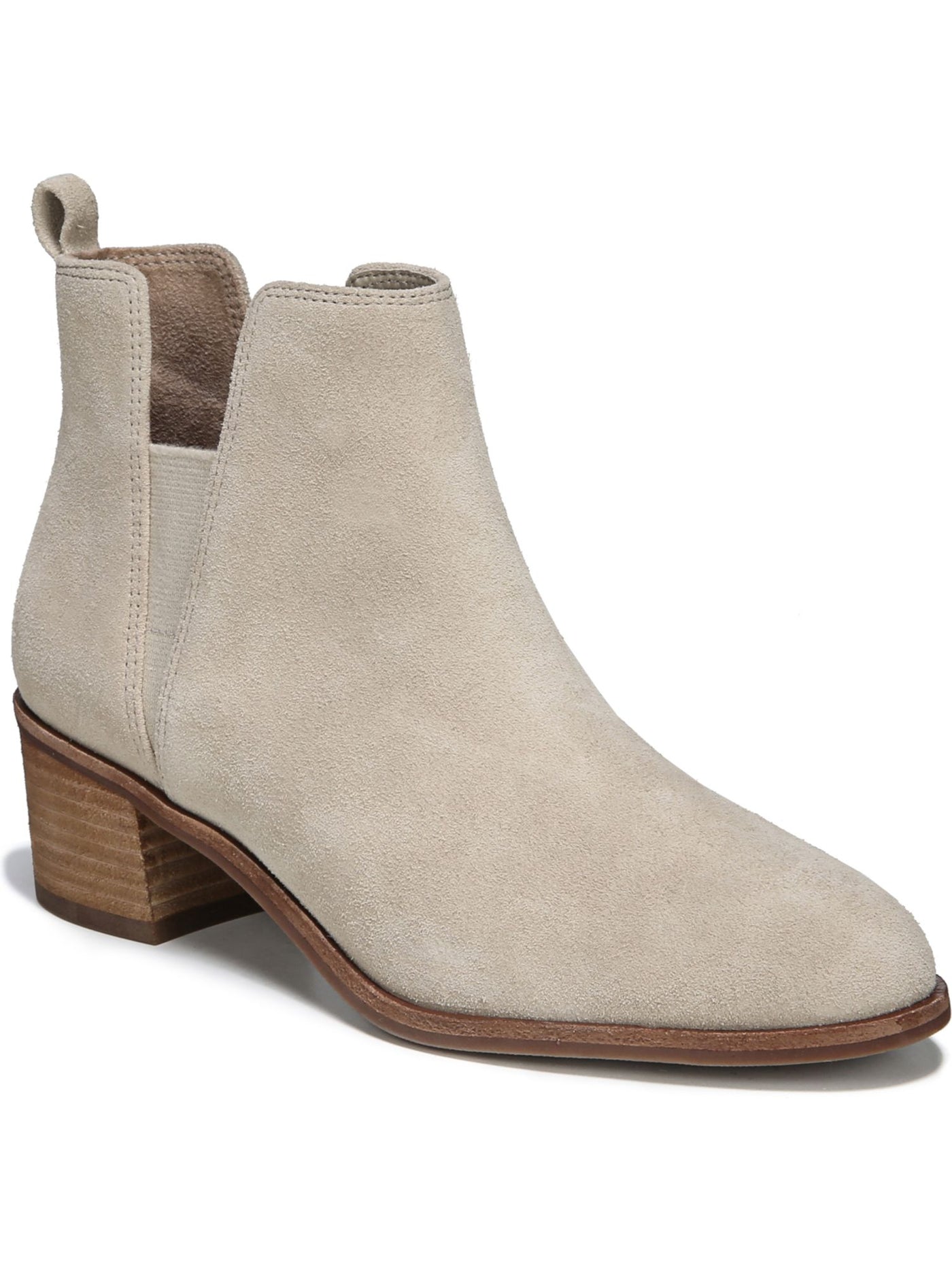 DR SCHOLLS Womens Beige Pull Tab Goring Amara Almond Toe Block Heel Slip On Leather Booties 9 M