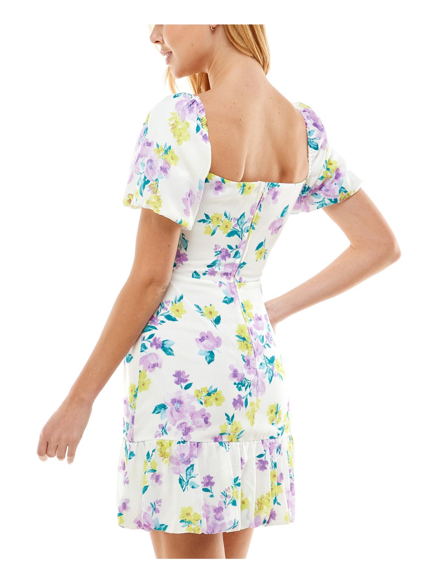 CITY STUDIO Womens Zippered Flutter Sleeve Sweetheart Neckline Short Fit + Flare Dress
