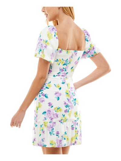 CITY STUDIO Womens Zippered Flutter Sleeve Sweetheart Neckline Short Fit + Flare Dress