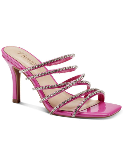 THALIA SODI Womens Pink Goring Padded Rhinestone Strappy Dahlia Square Toe Stiletto Slip On Dress Heeled Sandal 10 M