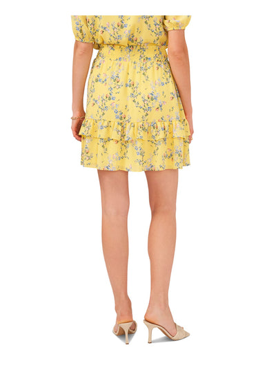 VINCE CAMUTO Womens Smocked Lined Pull On Mini Ruffled Skirt