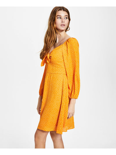 BAR III Womens Smocked Blouson Sleeve Sweetheart Neckline Short Party Fit + Flare Dress