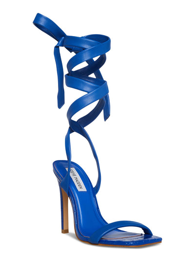 STEVE MADDEN Womens Blue Cushioned Utilize Square Toe Stiletto Lace-Up Dress Sandals Shoes 11 M