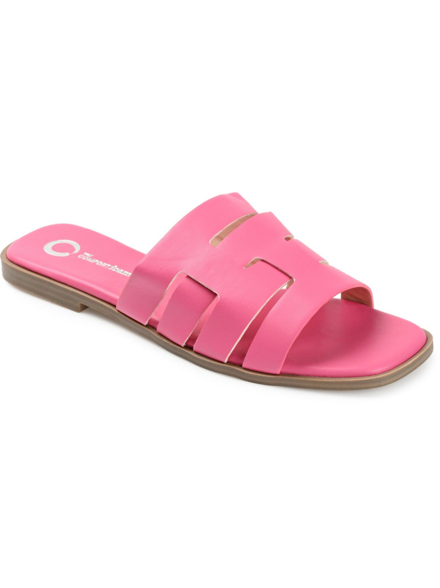 JOURNEE COLLECTION Womens Pink Padded Sidnie Square Toe Slide Sandals Shoes 8.5