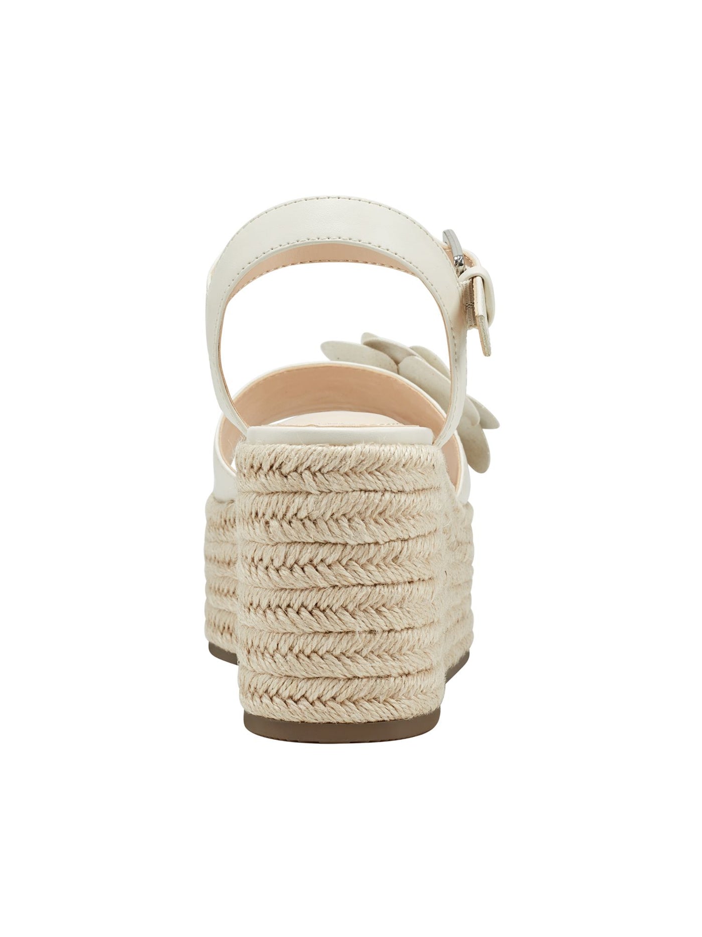 MARC FISHER Womens Ivory Padded Woven Flower Adjustable Strap Ankle Strap Venom Almond Toe Wedge Buckle Espadrille Shoes 8 M