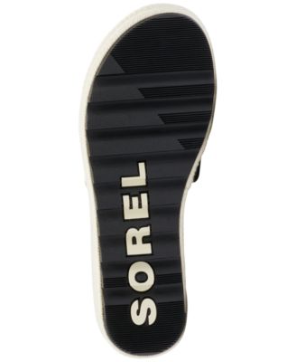 SOREL Womens Black 1" Platform Padded Adjustable Strappy Cameron Round Toe Wedge Leather Espadrille Shoes