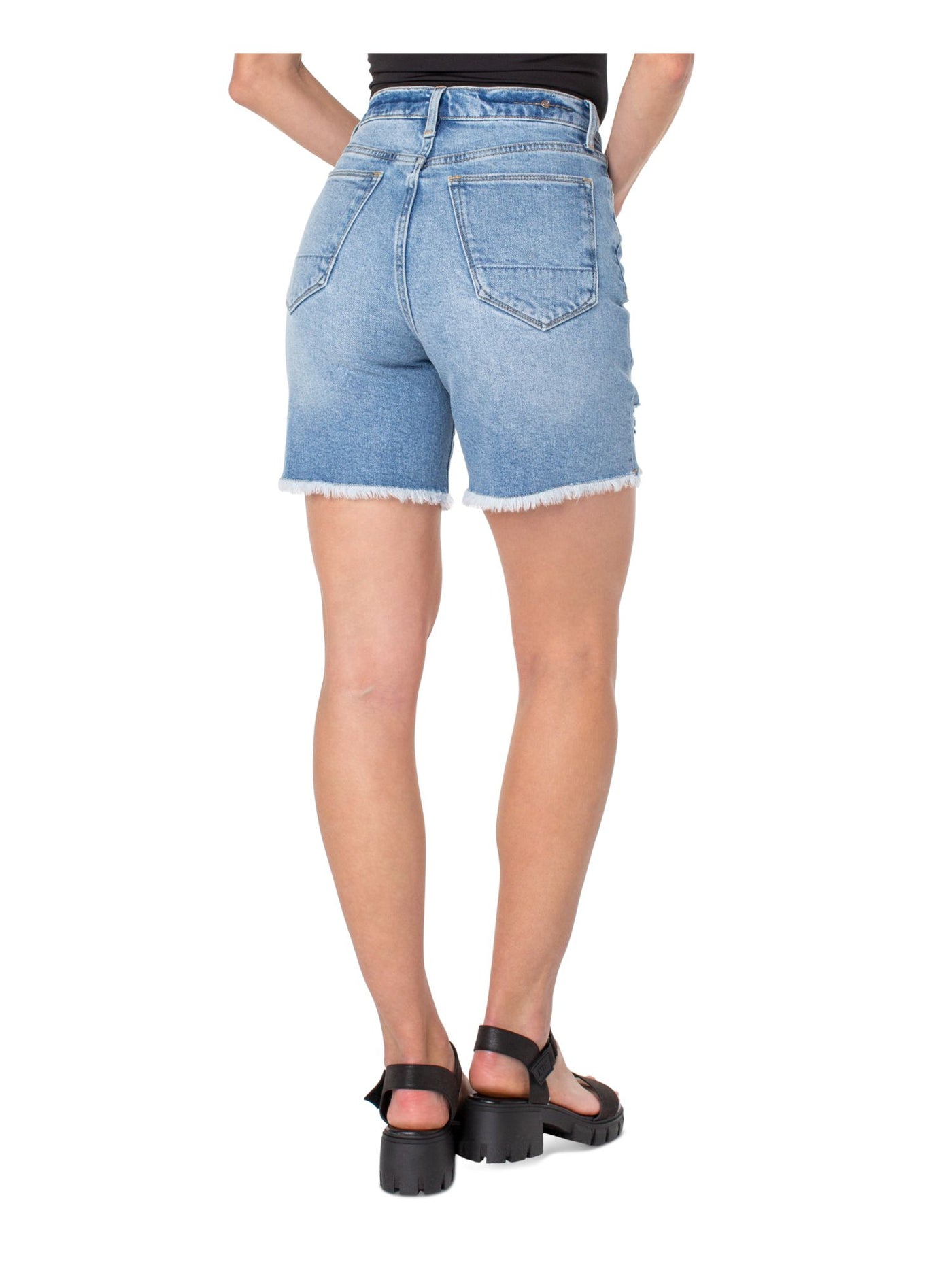 EARNEST SEWN NEW YORK Womens Button Fly Cutoff Pocketed High Waist Shorts