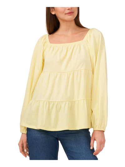 RILEY&RAE Womens Yellow Long Sleeve Square Neck Blouse XS