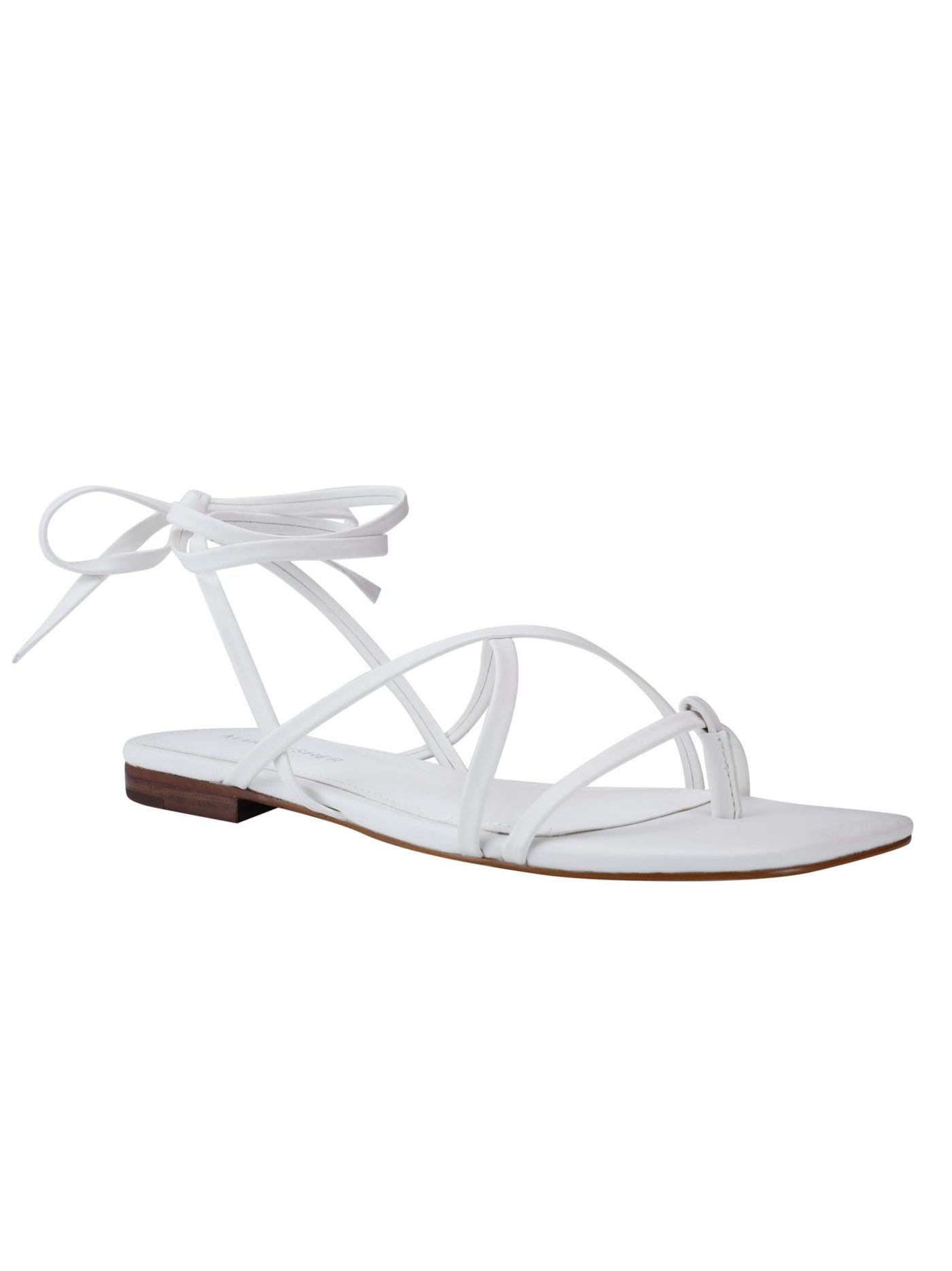 MARC FISHER Womens White Strappy Latent Square Toe Lace-Up Thong Sandals 6 M