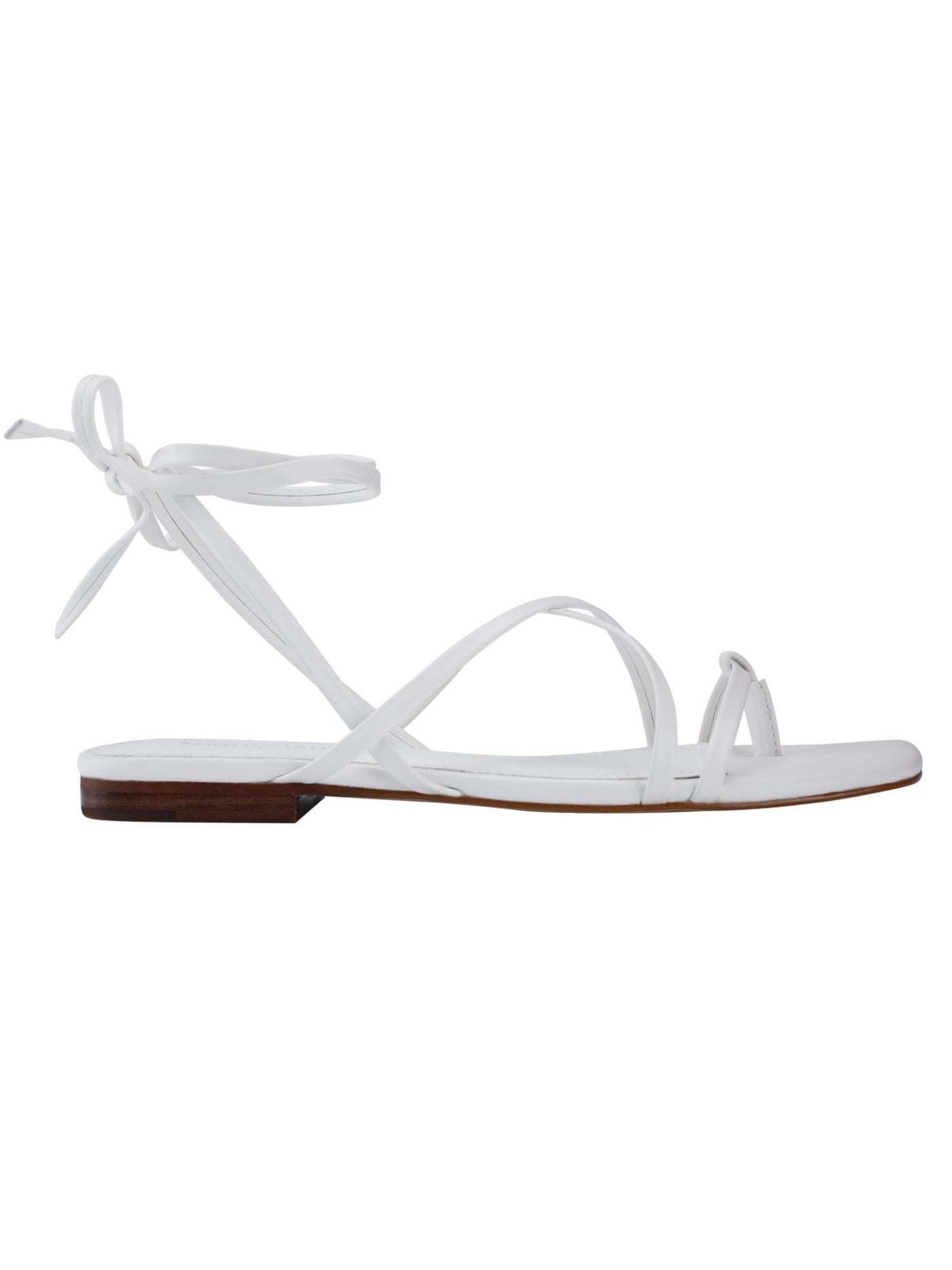 MARC FISHER Womens White Strappy Latent Square Toe Lace-Up Thong Sandals 6 M