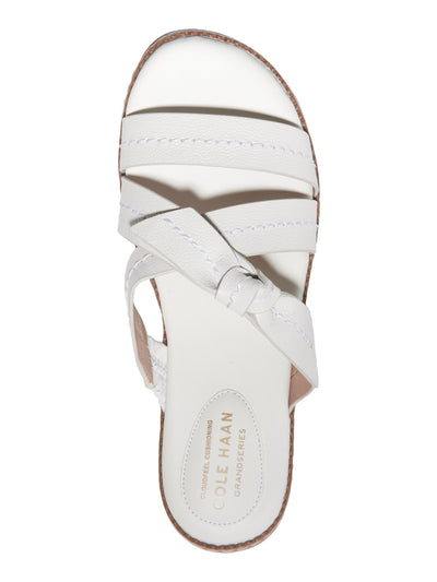 COLE HAAN Womens White Bow Accent Padded Cloud All Day Round Toe Slip On Sandals Shoes 8 D