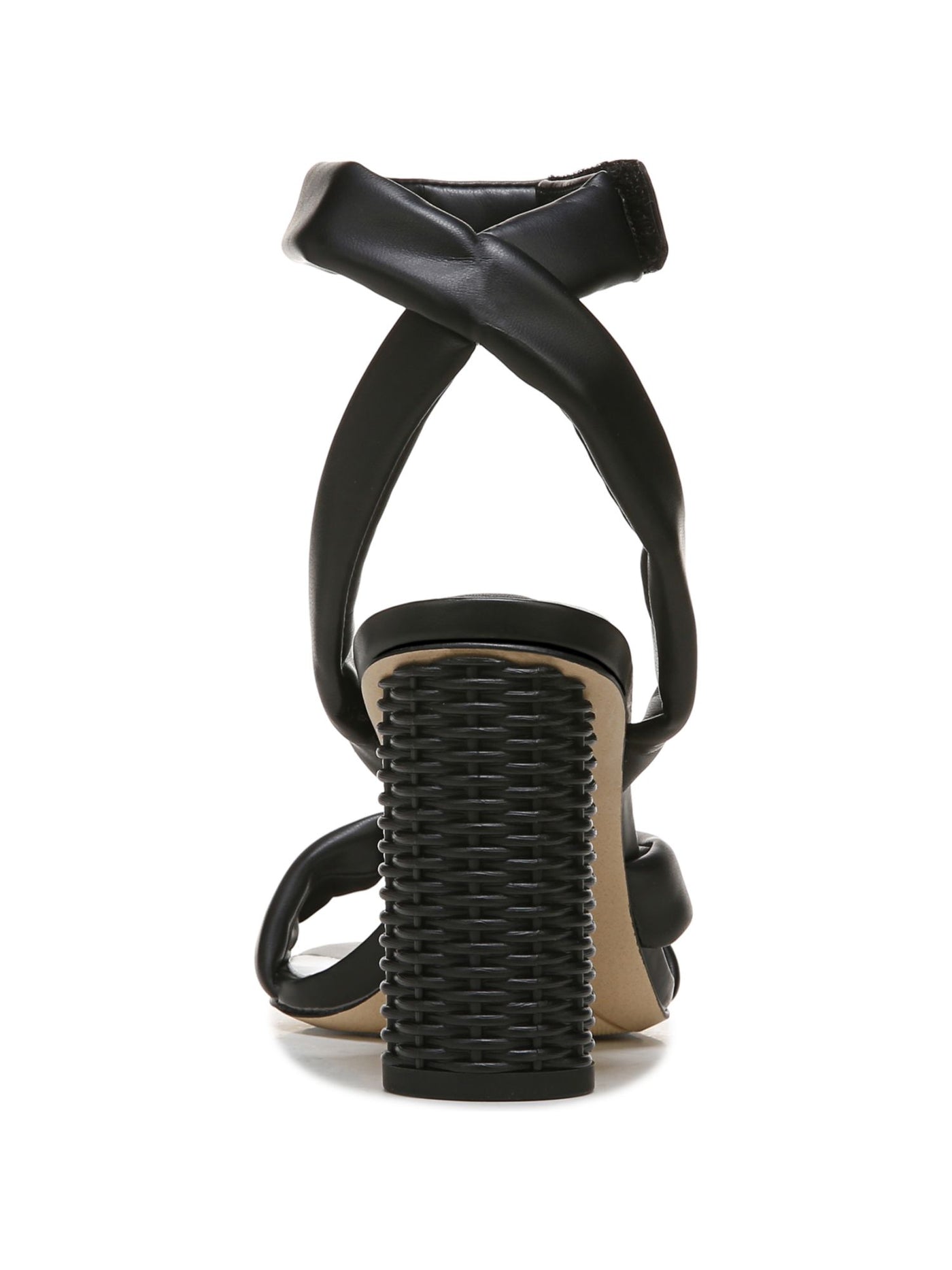 FRANCO SARTO Womens Black Ankle Strap Woven Oma Round Toe Block Heel Dress Heeled Sandal 7.5 M