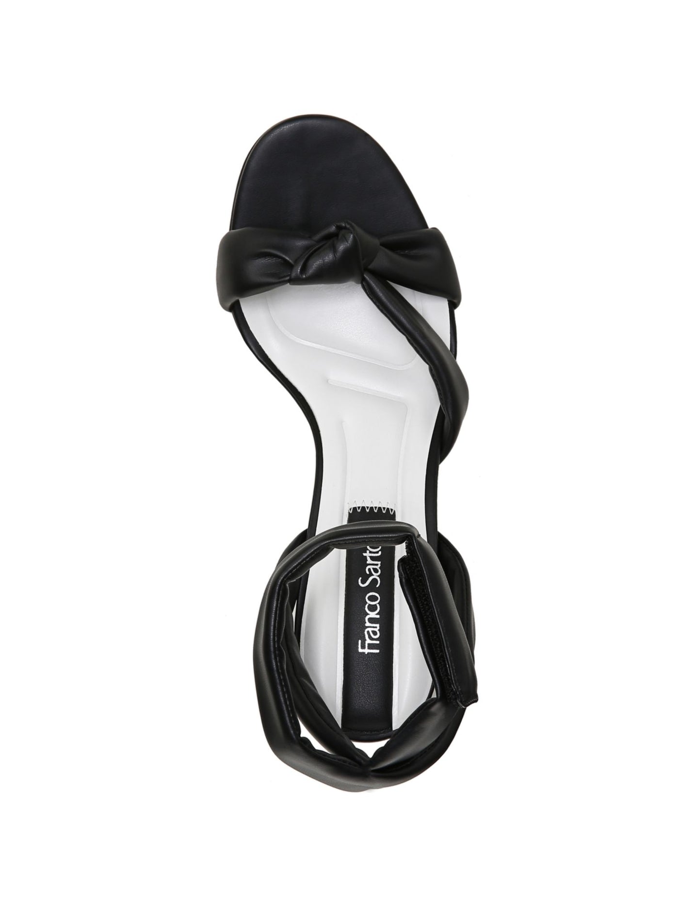 FRANCO SARTO Womens Black Ankle Strap Woven Oma Round Toe Block Heel Dress Heeled Sandal 7.5 M
