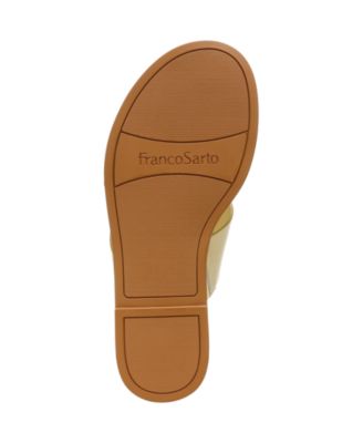 FRANCO SARTO Womens Yellow Comfort Jenice Round Toe Slip On Leather Thong Sandals Shoes M