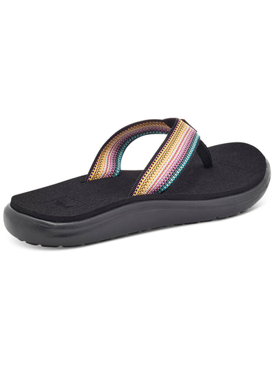 TEVA Womens Black Colorblocked Stripe Cushioned Odor Control Voya Round Toe Slip On Flip Flop Sandal 5