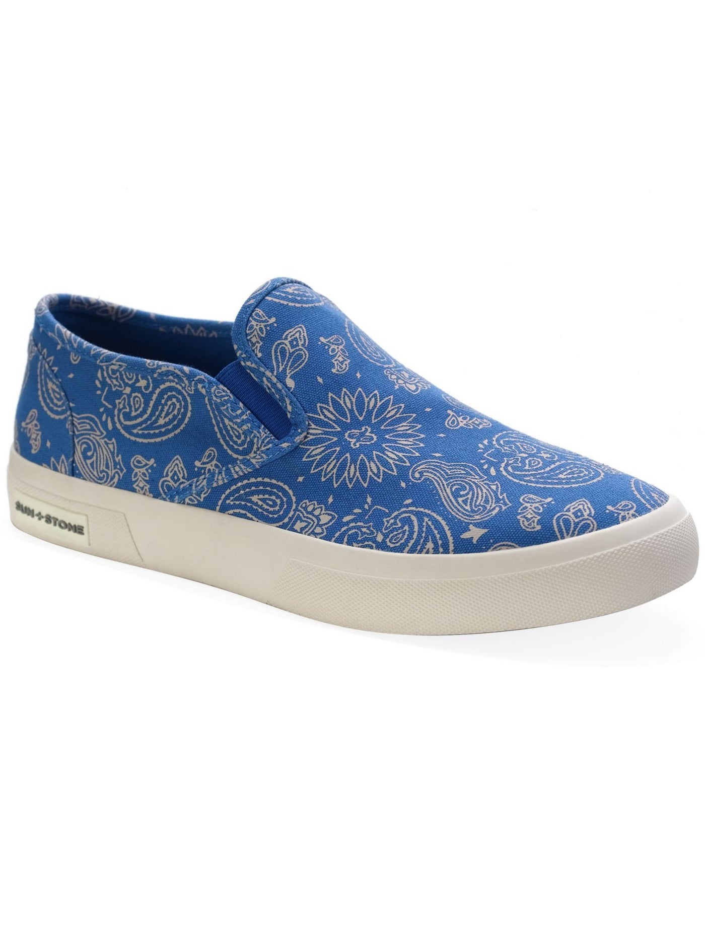 SUN STONE Mens Blue Bandana Goring Padded Reins Round Toe Platform Slip On Sneakers Shoes 8.5 M