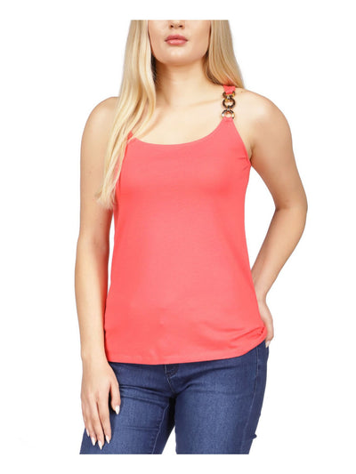 MICHAEL MICHAEL KORS Womens Coral Sleeveless Scoop Neck Tank Top S