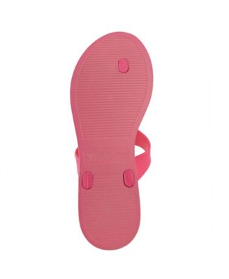 JUICY COUTURE Womens Pink Logo Hardware Cushioned Seneca Round Toe Slip On Thong Sandals Shoes