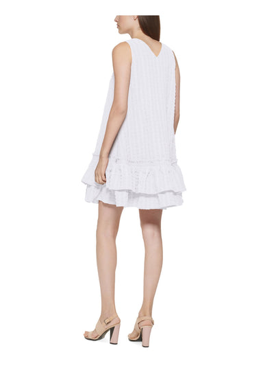 CALVIN KLEIN Womens Zippered Flutter Sleeve V Neck Above The Knee Fit + Flare Dress