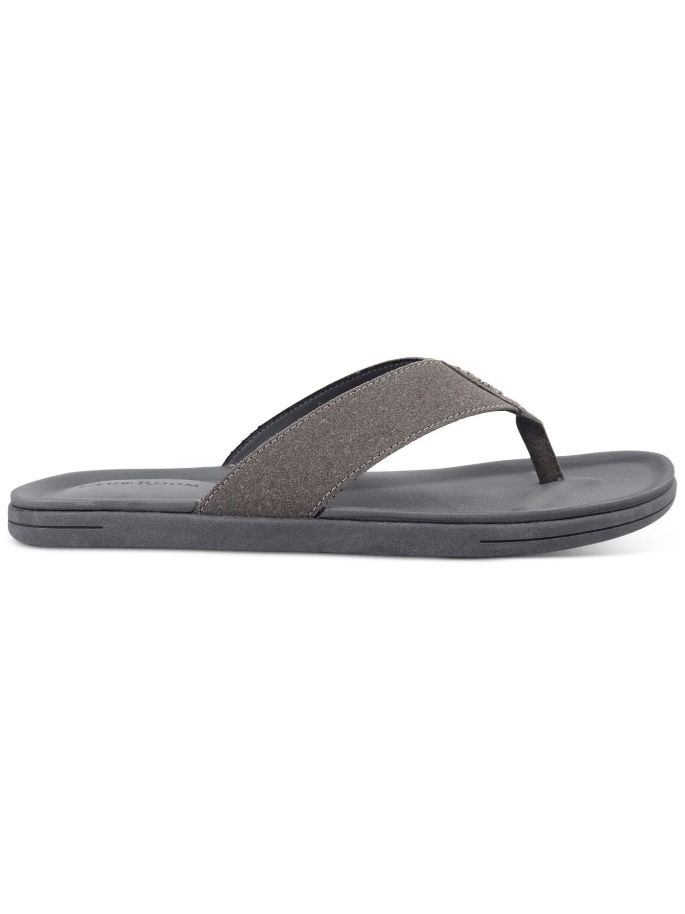 CLUBROOM Mens Gray Padded Riley Round Toe Slip On Flip Flop Sandal 13 M