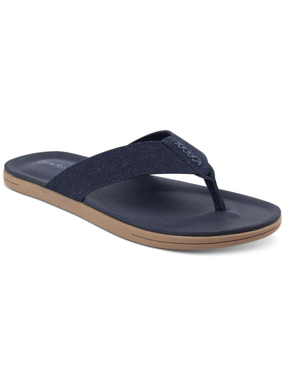 CLUBROOM Mens Navy 1 Strap Padded Riley Round Toe Slip On Flip Flop Sandal 9 M