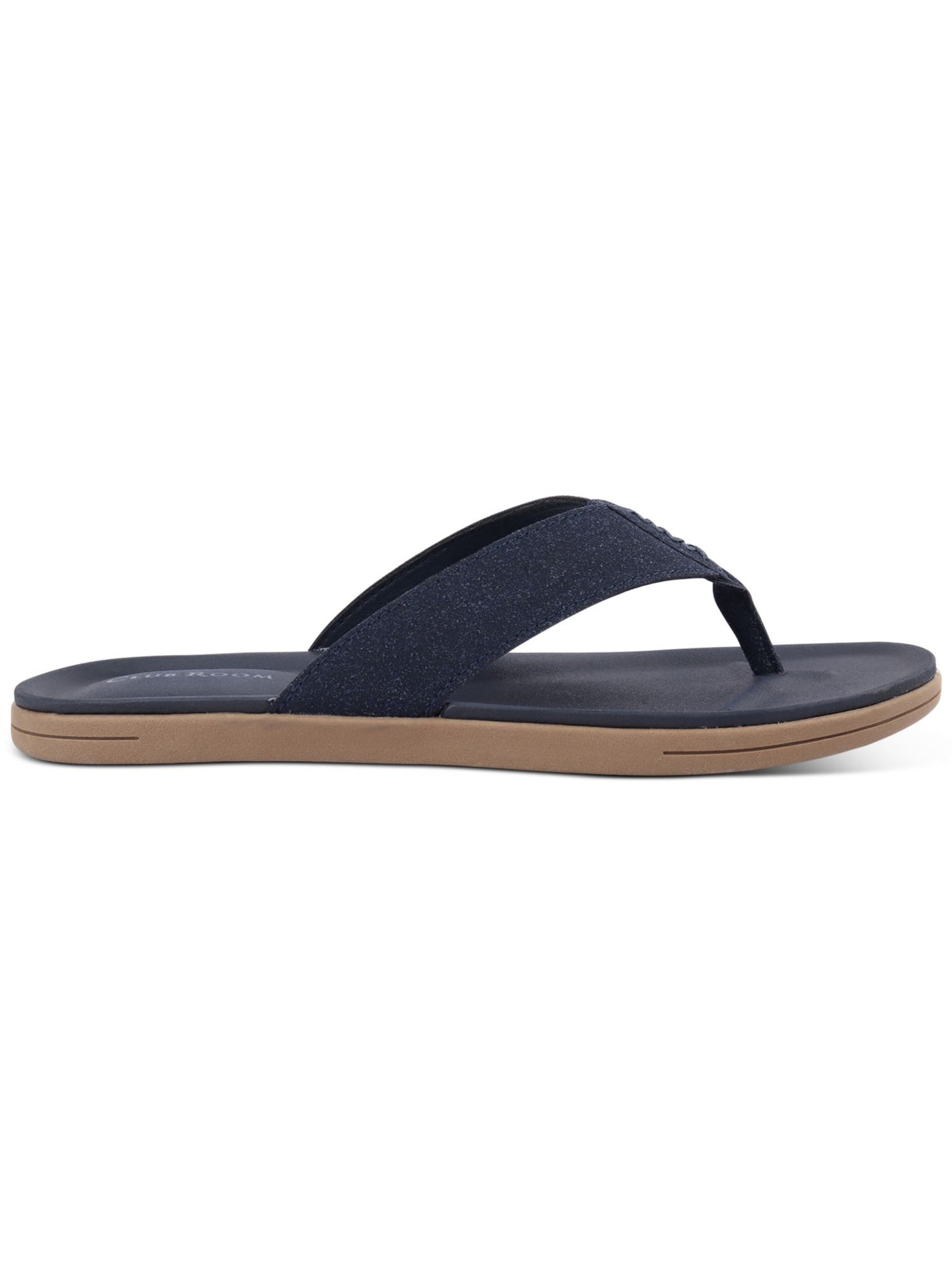 CLUBROOM Mens Navy 1 Strap Padded Riley Round Toe Slip On Flip Flop Sandal 12 M