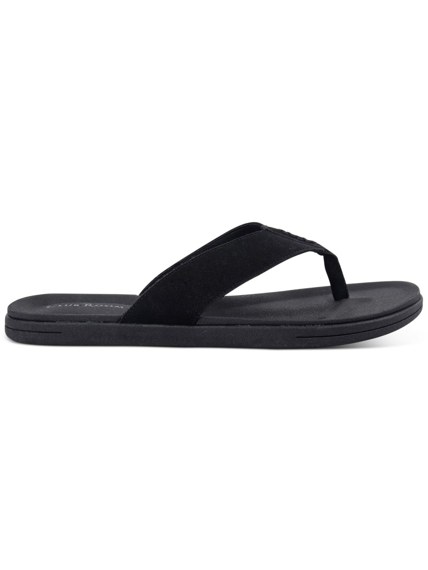 CLUBROOM Mens Black Padded Riley Round Toe Slip On Flip Flop Sandal 9 M