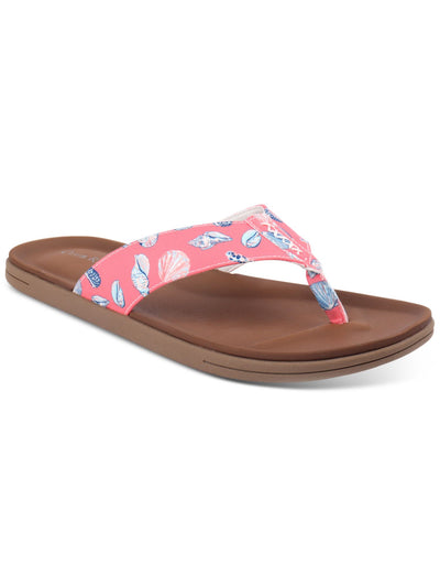 CLUBROOM Mens Coral Printed Padded Riley Round Toe Slip On Flip Flop Sandal 11 M