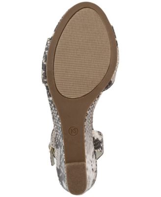 KAREN SCOTT Womens White Snake Padded D Orsay Dena Almond Toe Wedge Buckle Slingback Sandal M