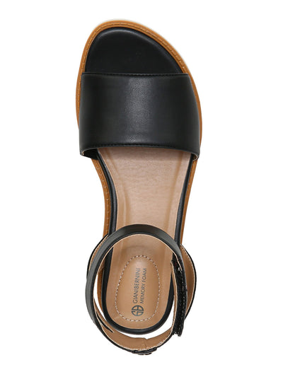 GIANI BERNINI Womens Black Cushioned Constancia Round Toe Wedge Sandals Shoes 5 M