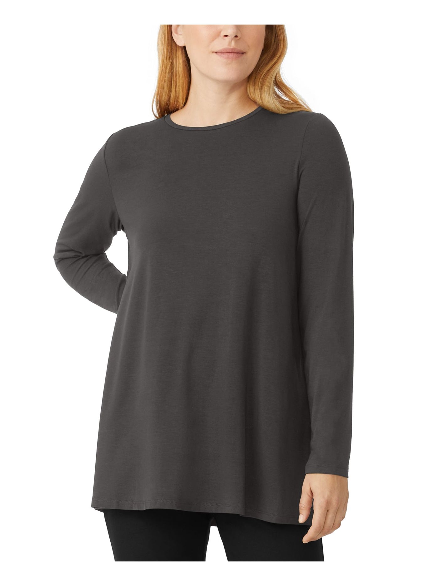 EILEEN FISHER Womens Black Long Sleeve Crew Neck Tunic Top XXS