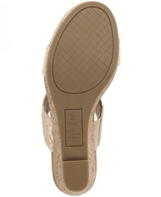 STYLE & COMPANY Womens Beige 1" Platform Woven Comfort Daliaa Round Toe Wedge Slip On Heeled M