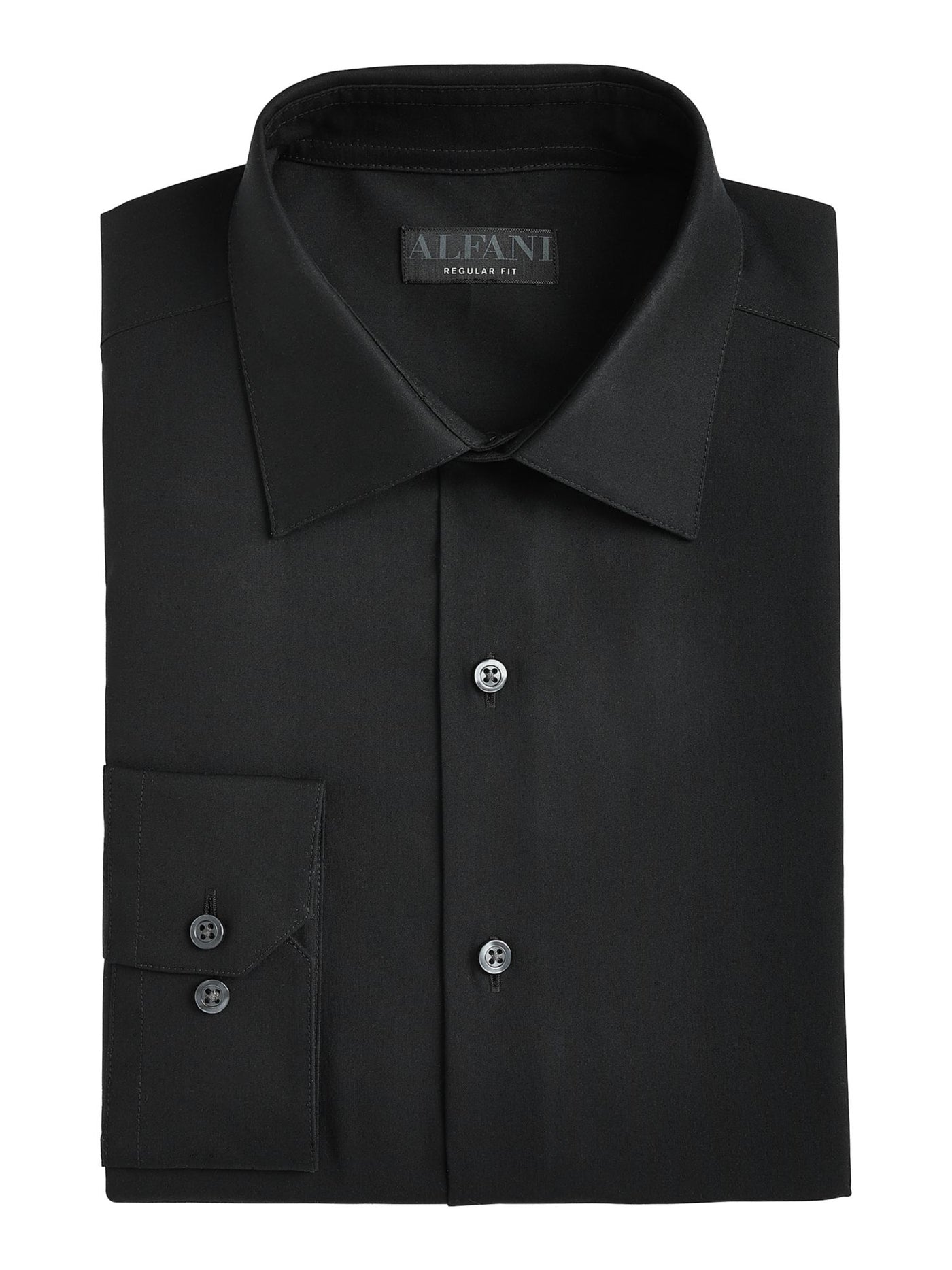 ALFANI Mens Black Collared Slim Fit Button Down Stretch Stretch Shirt M 15/15.5- 32/33