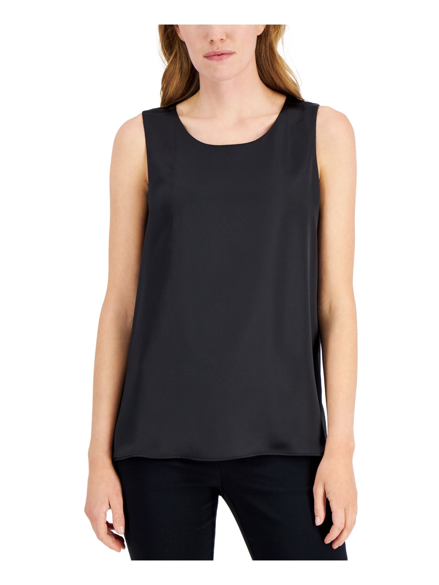 ALFANI Womens Black Sleeveless Round Neck Tank Top S