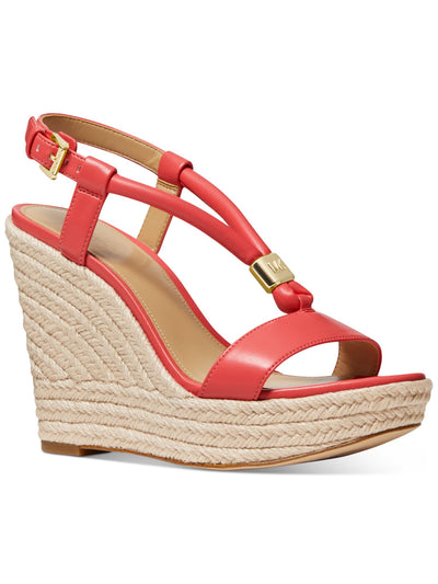 MICHAEL MICHAEL KORS Womens Coral 1-1/2" Platform Wishbone Strap Padded Annie Round Toe Wedge Buckle Espadrille Shoes 10 M